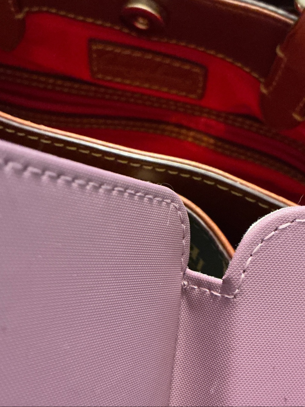 Dooney & Bourke Brown Logo Shoulder Bag with Tan Trim - Picture 3 of 5
